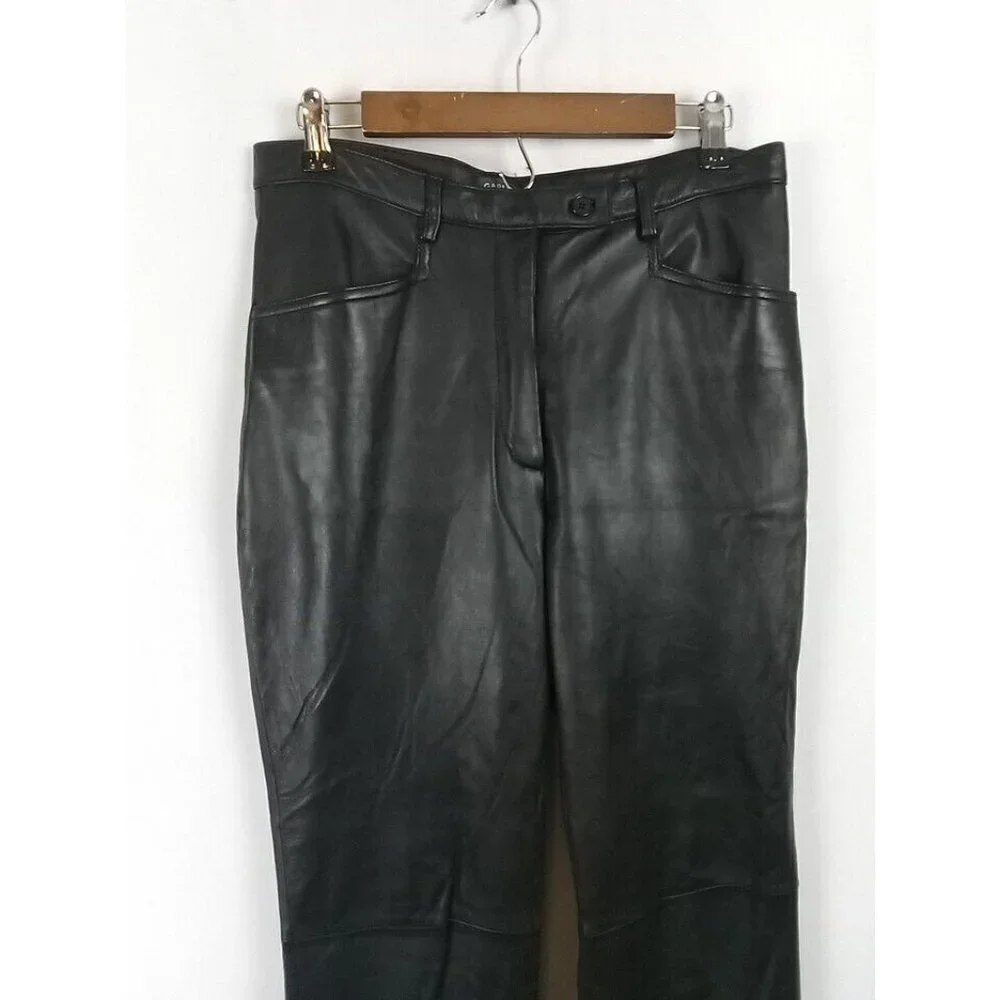 Garson Pants Women's Leather Size 10 Black Riding Motorcycle Biker - Picture 4 of 16